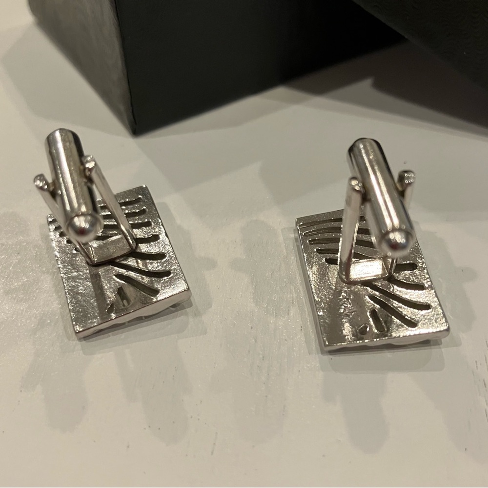 Silver Rectangle Cufflinks View 3